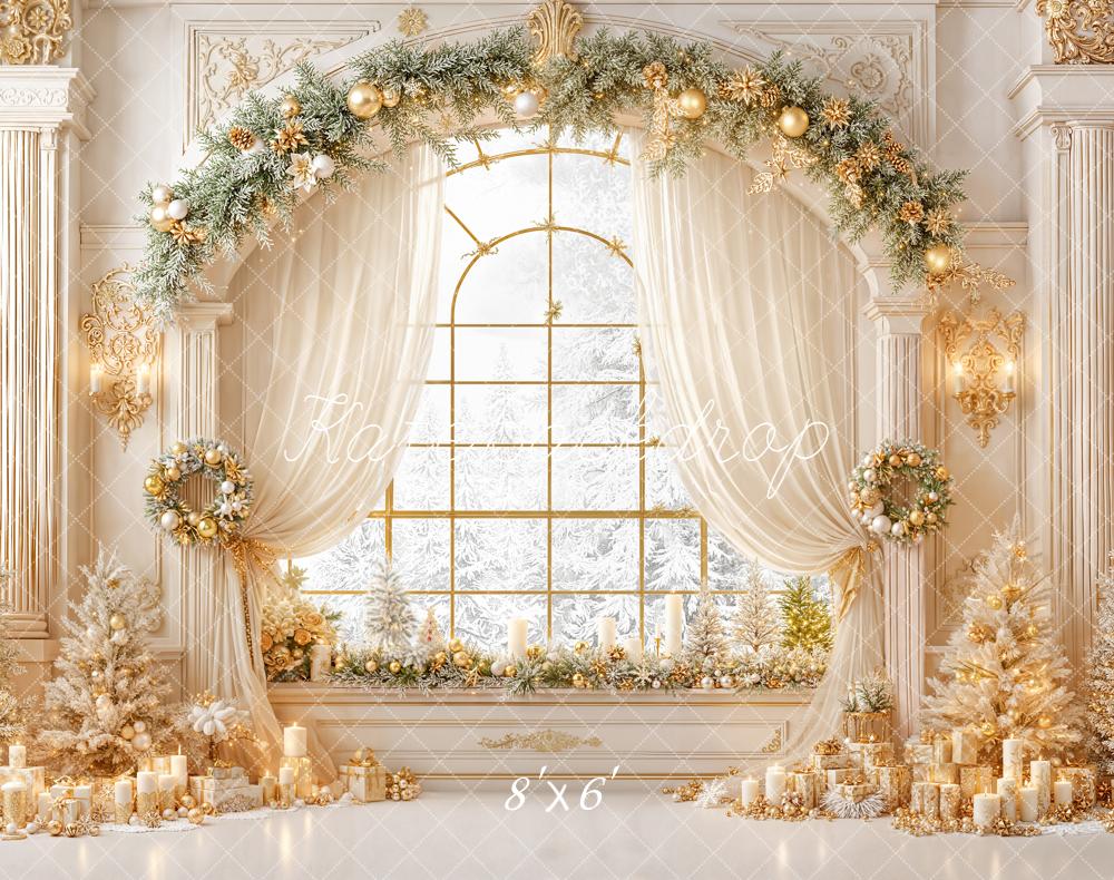 Kate Christmas Window Garland Candle Fleece Backdrop Designed by Emetselch