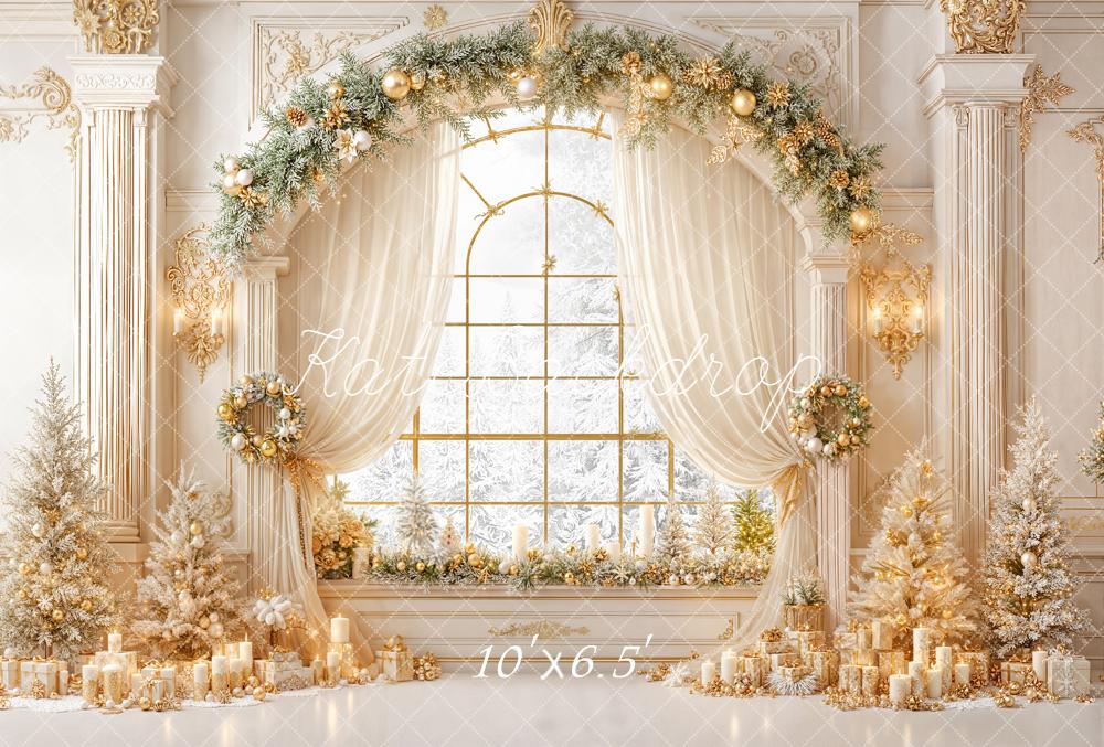 Kate Christmas Window Garland Candle Fleece Backdrop Designed by Emetselch - Image 2