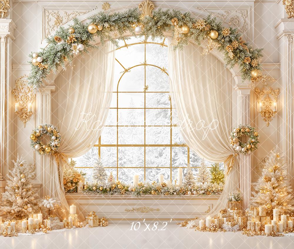 Kate Christmas Window Garland Candle Fleece Backdrop Designed by Emetselch - Image 3