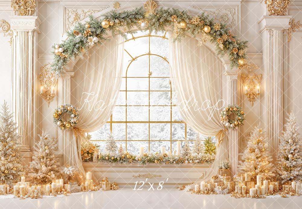 Kate Christmas Window Garland Candle Fleece Backdrop Designed by Emetselch - Image 4
