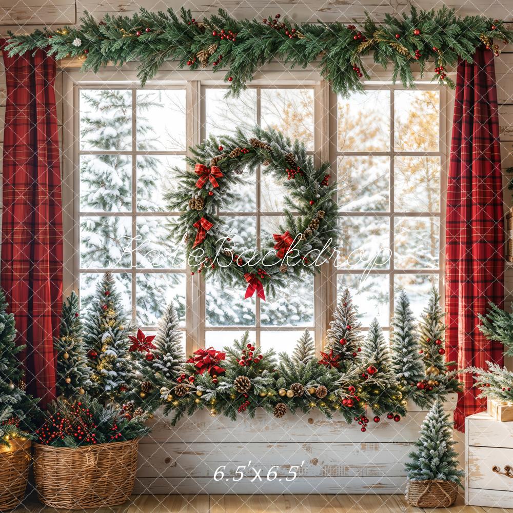 Kate Christmas Window Garland Curtain Backdrop Designed by Emetselch - Image 2