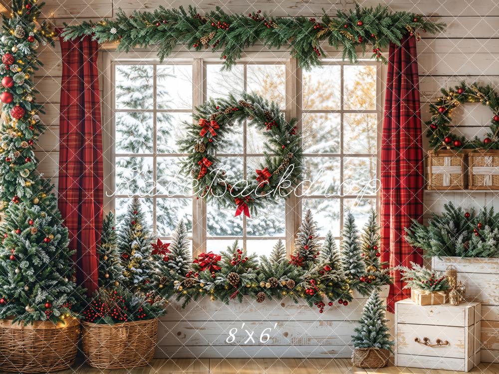 Kate Christmas Window Garland Curtain Backdrop Designed by Emetselch - Image 3
