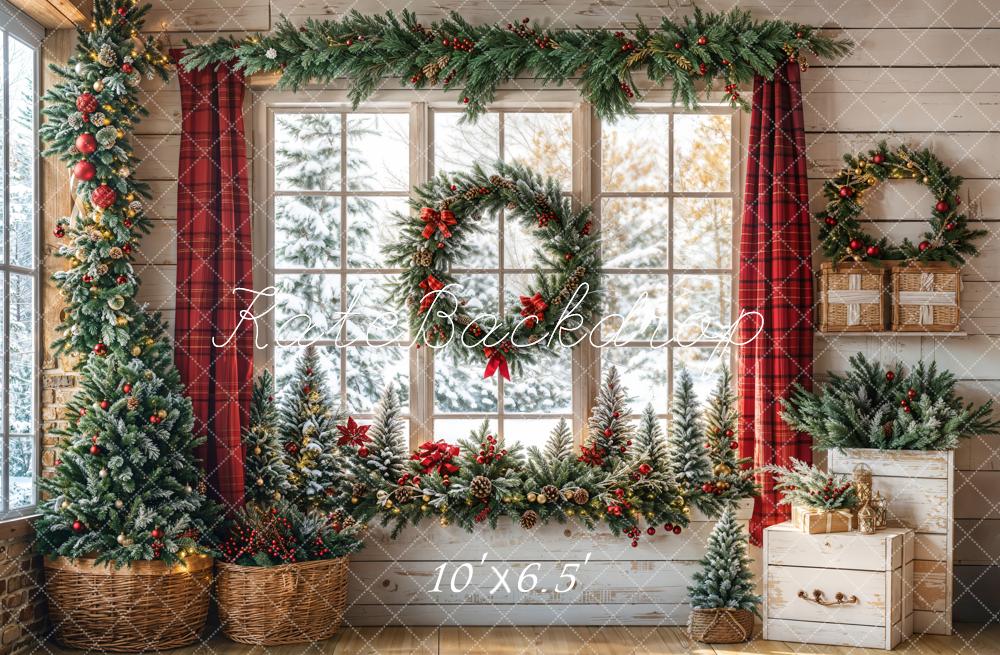Kate Christmas Window Garland Curtain Backdrop Designed by Emetselch - Image 4