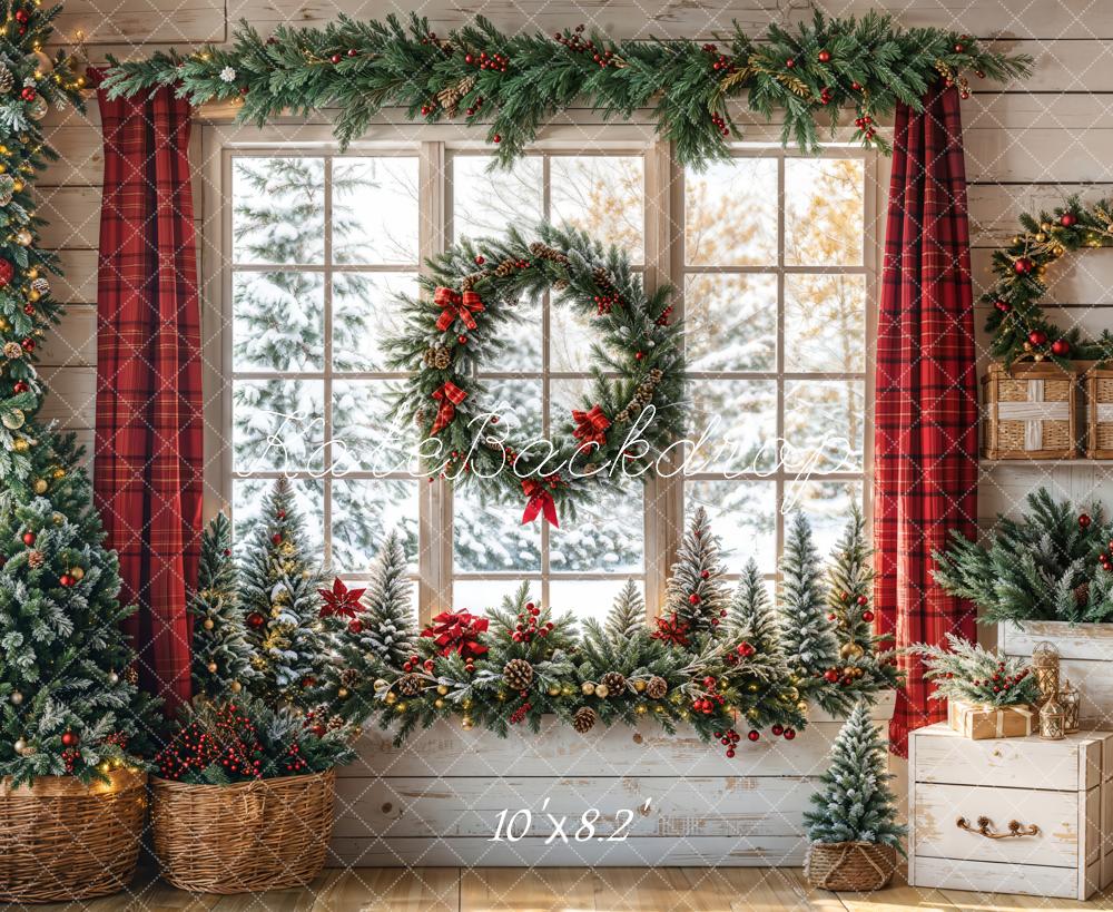 Kate Christmas Window Garland Curtain Backdrop Designed by Emetselch - Image 5