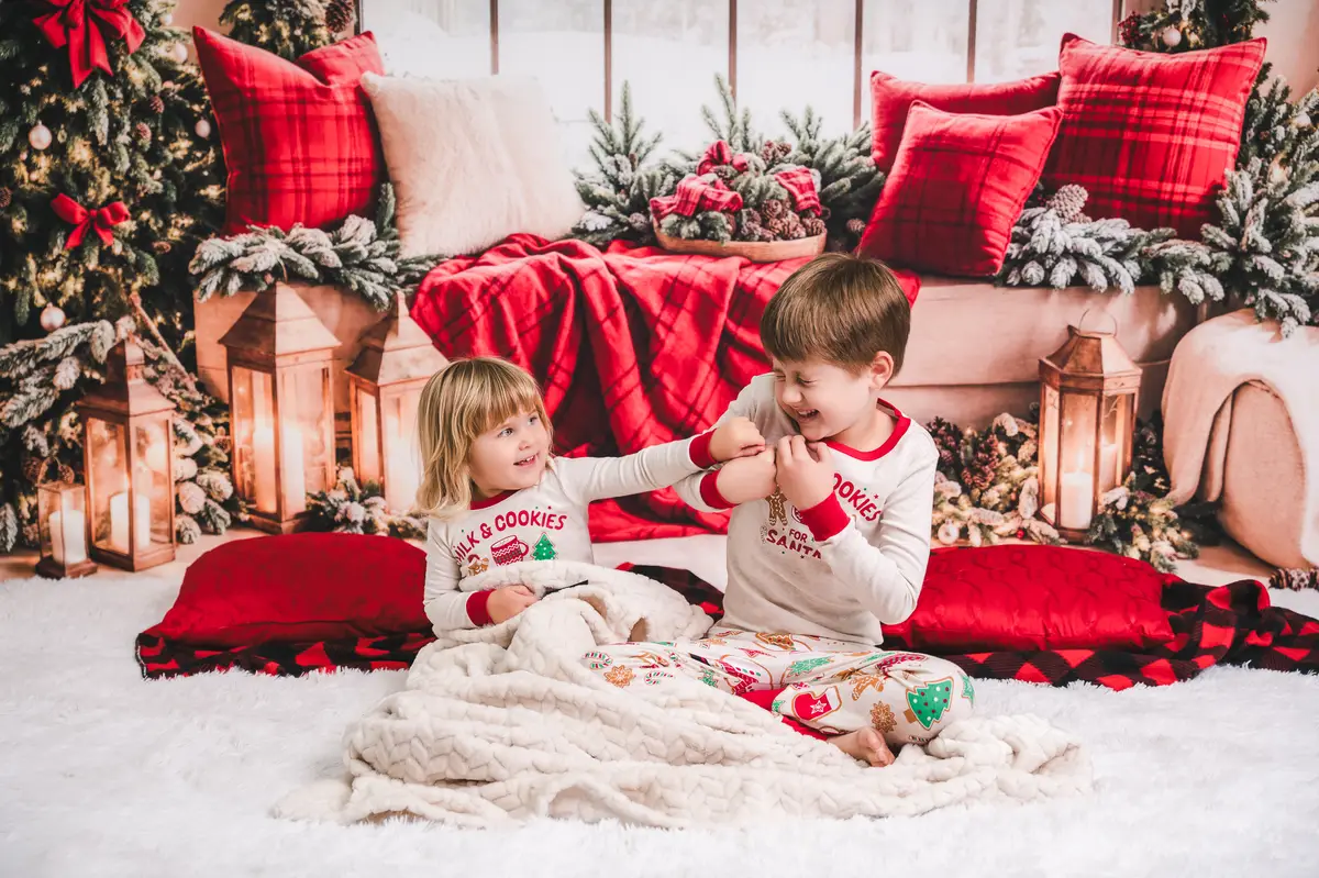 Kate Christmas Window Garland Red Blanket Backdrop Designed by Emetselch - Image 4
