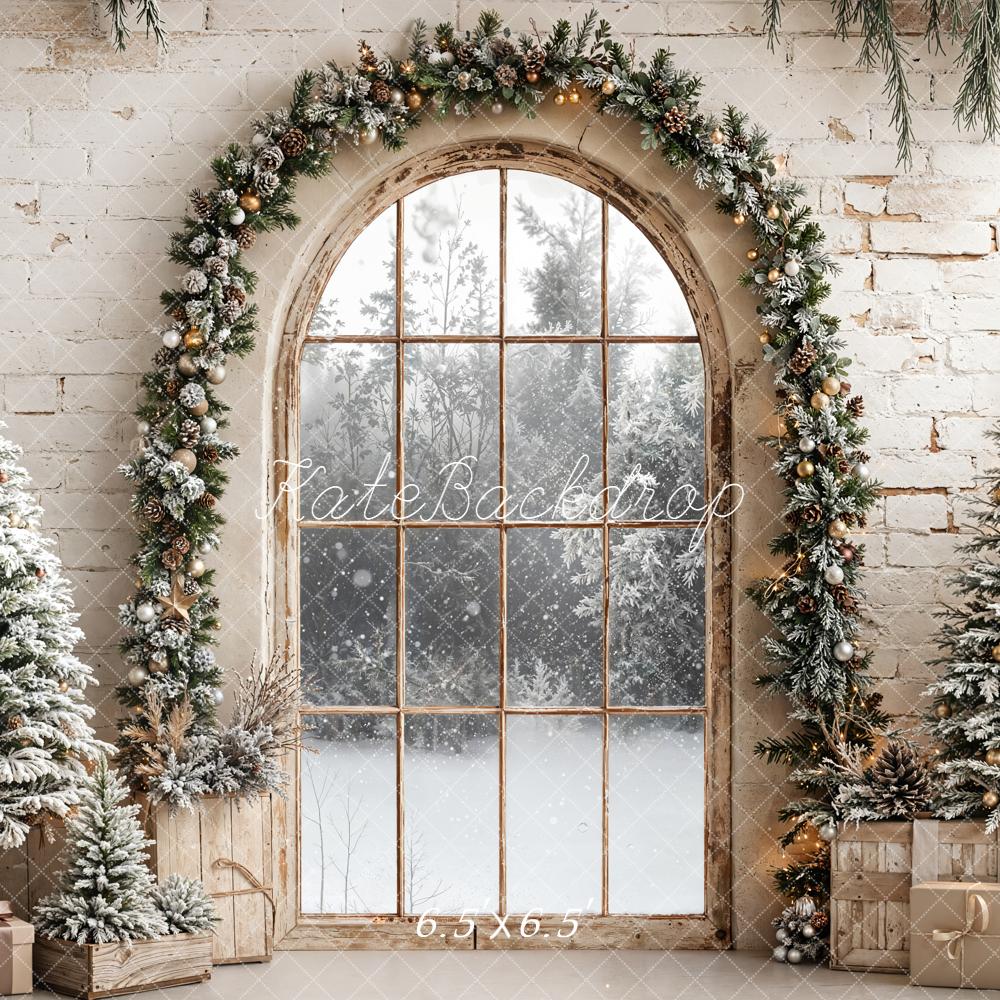 Kate Christmas Window Garland Trees Backdrop Designed by Emetselch - Image 2