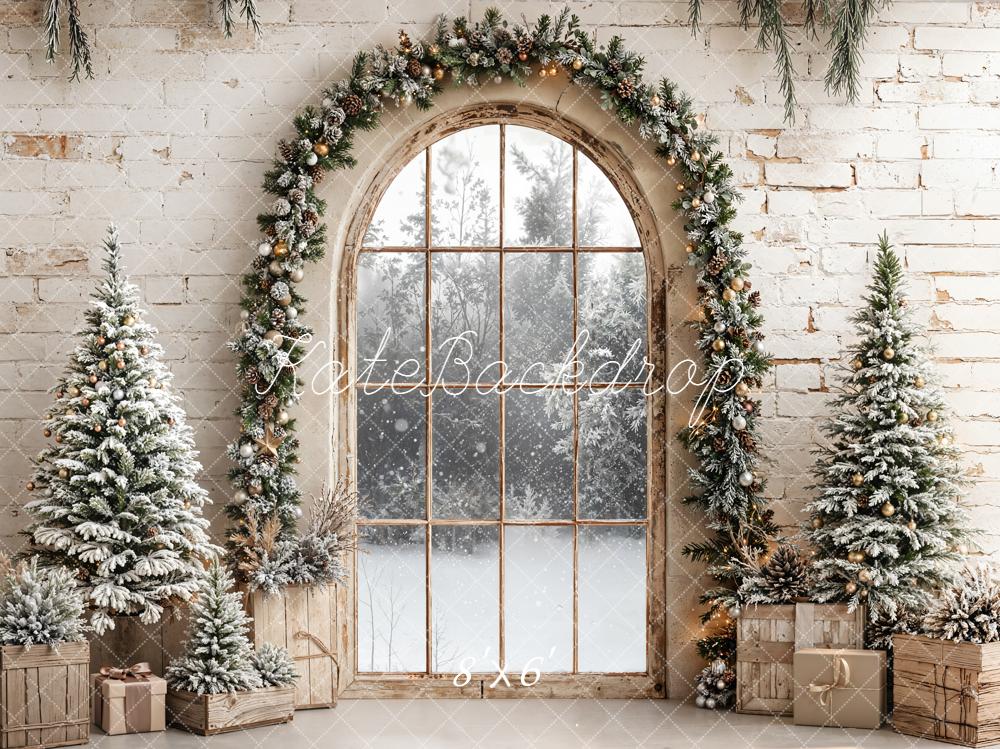 Kate Christmas Window Garland Trees Backdrop Designed by Emetselch - Image 3