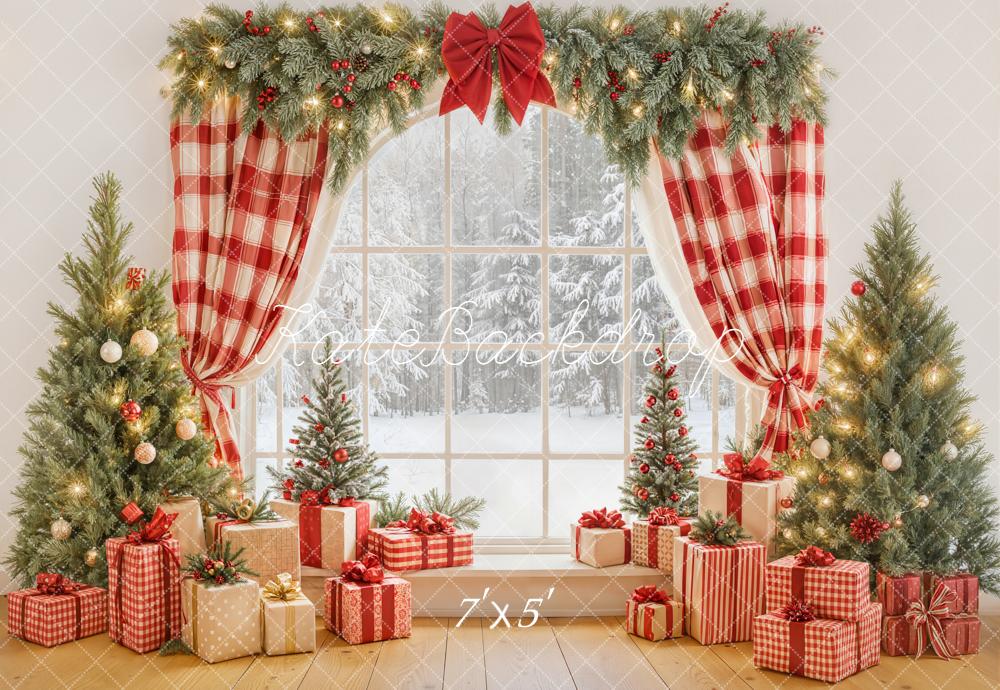 Kate Christmas Window Gift Boxes Trees Backdrop Designed by Emetselch