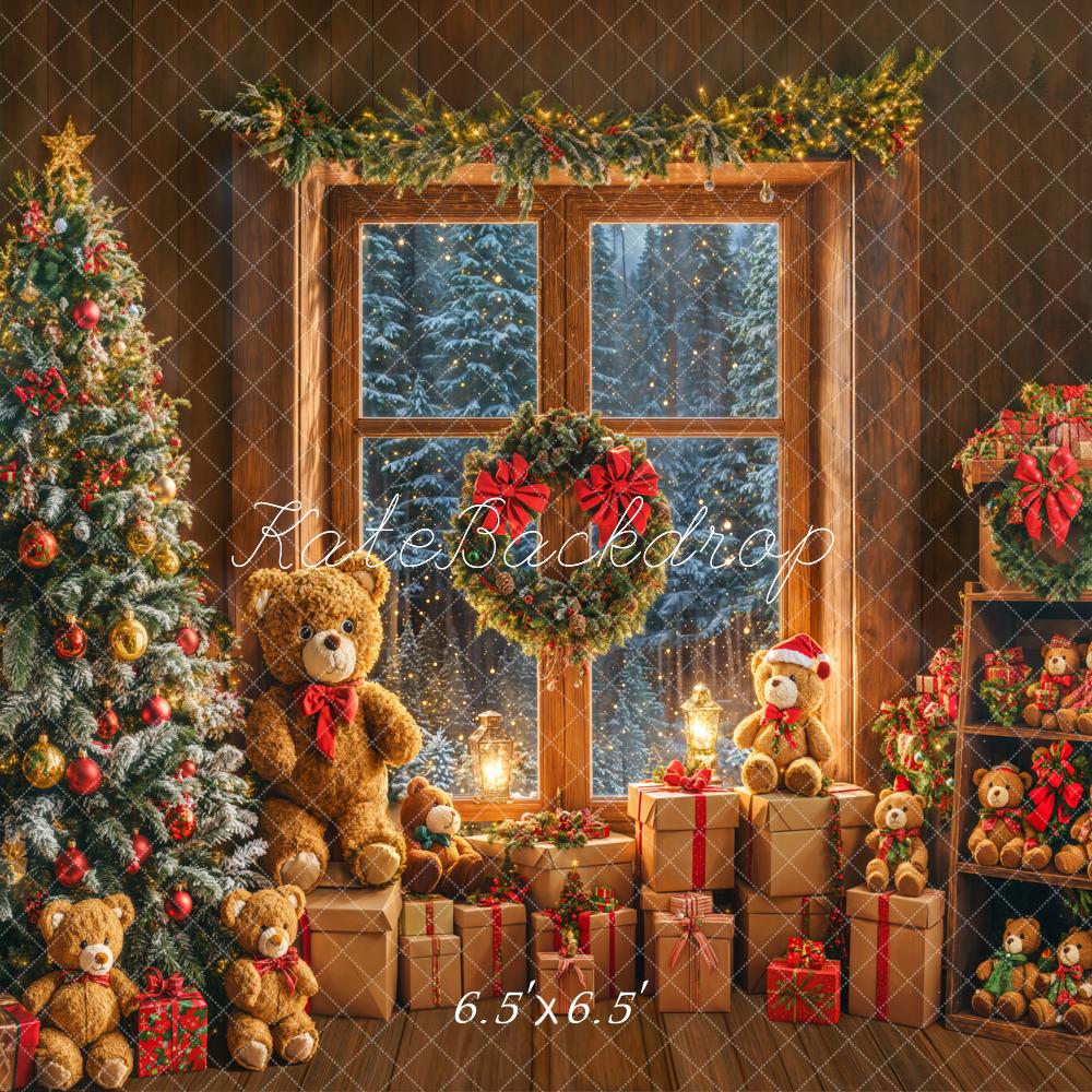 Kate Christmas Window Tree Bear Backdrop Designed by Emetselch - Image 3