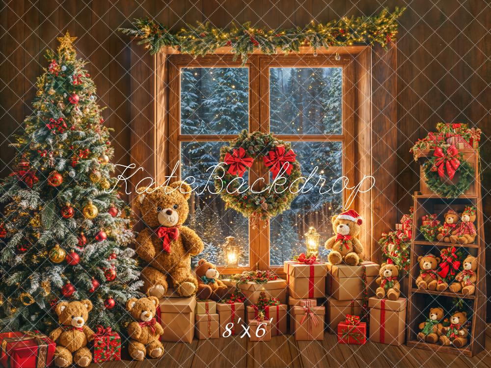 Kate Christmas Window Tree Bear Backdrop Designed by Emetselch - Image 4
