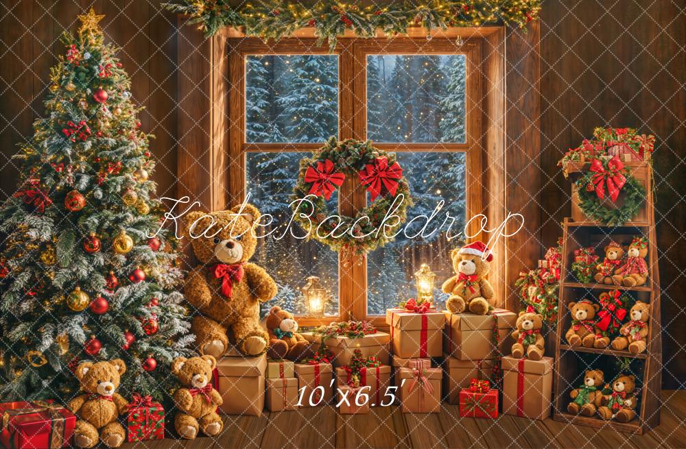 Kate Christmas Window Tree Bear Backdrop Designed by Emetselch - Image 5