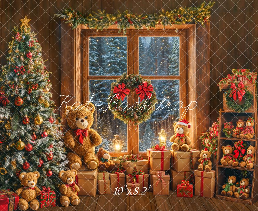 Kate Christmas Window Tree Bear Backdrop Designed by Emetselch - Image 6