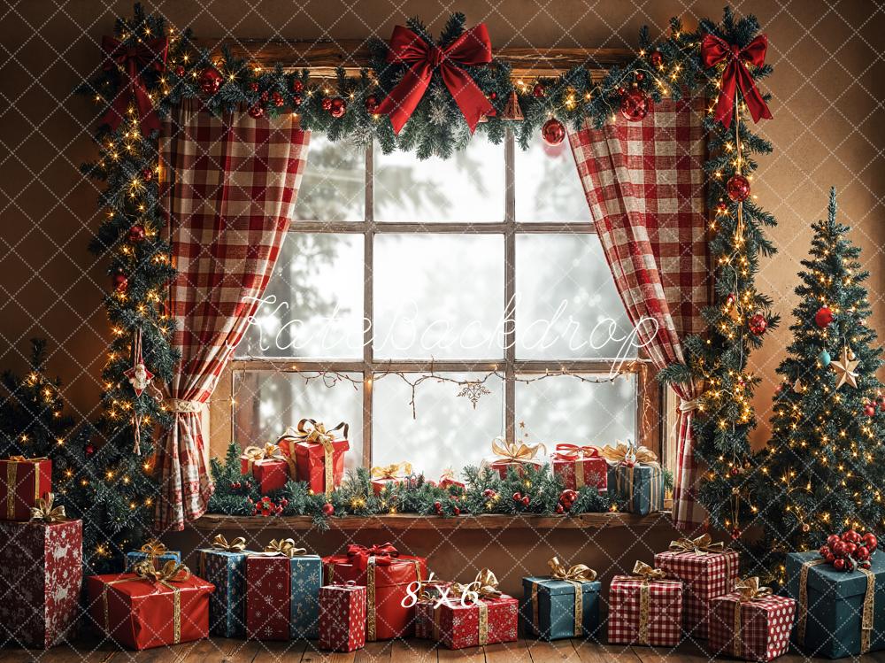 Kate Christmas Window Tree Gifts Garland Backdrop Designed by Emetselch - Image 4