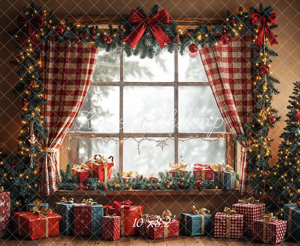 Kate Christmas Window Tree Gifts Garland Backdrop Designed by Emetselch - Image 5