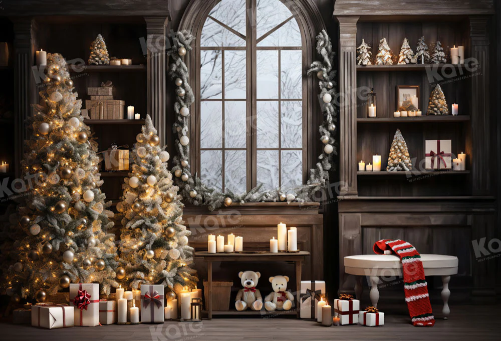 Kate Christmas Window Tree Teddy Bear Backdrop Designed by Emetselch - Image 2