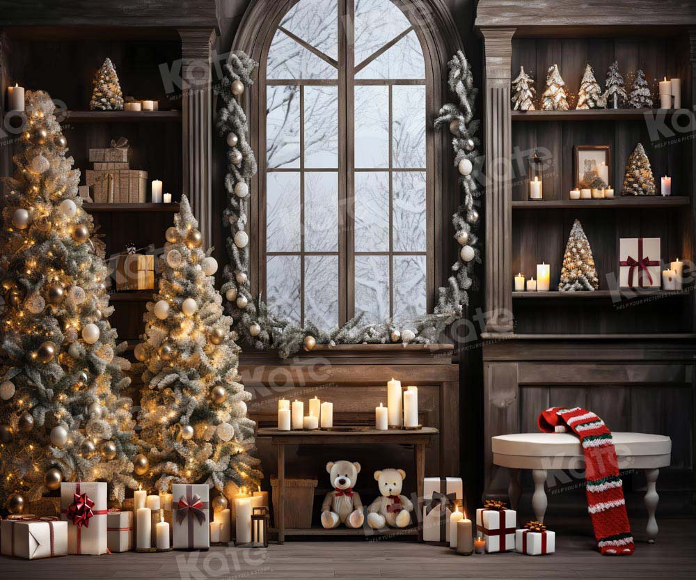 Kate Christmas Window Tree Teddy Bear Backdrop Designed by Emetselch - Image 5