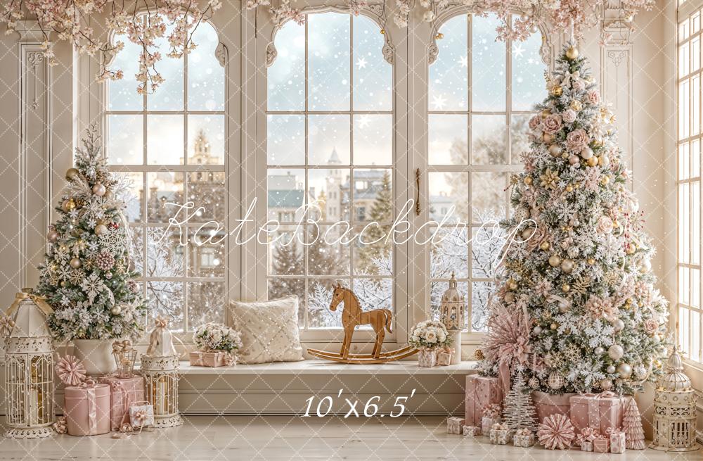 Kate Christmas Window Tree Decorations Fleece Backdrop Designed by Emetselch - Image 2