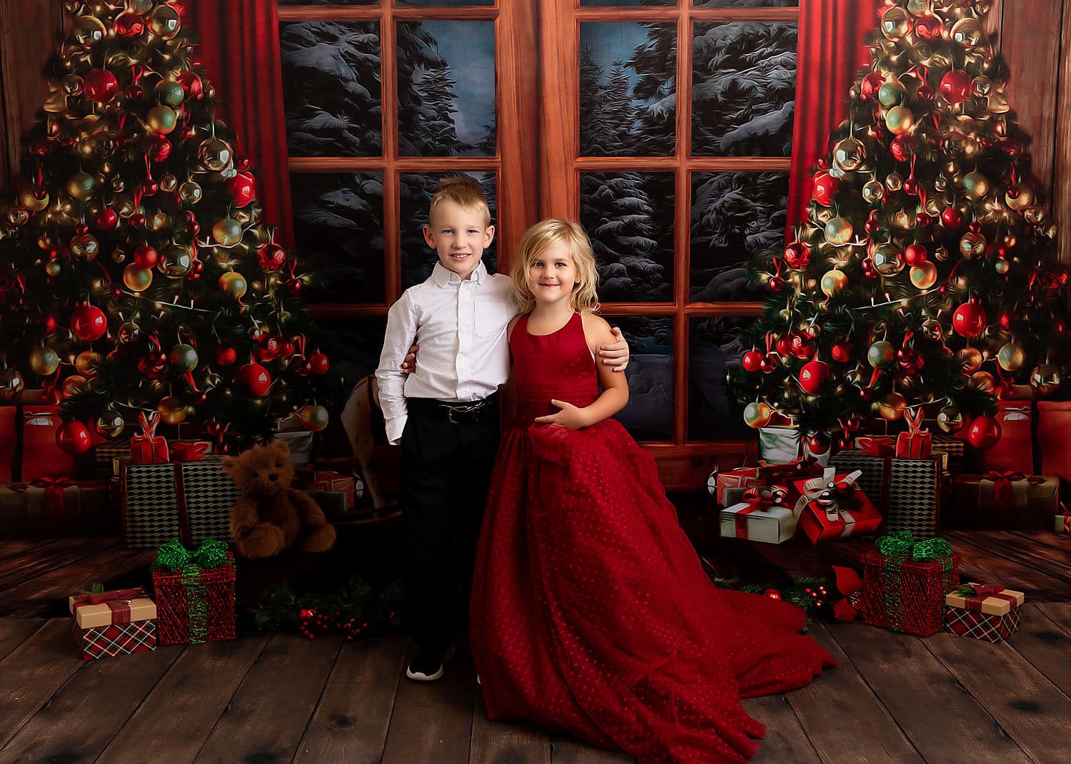 Kate Christmas Window Vintage Wood Tree Backdrop for Photography - Image 10