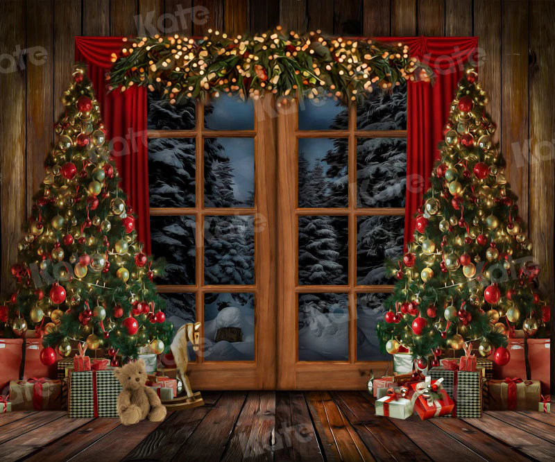 Kate Christmas Window Vintage Wood Tree Backdrop for Photography - Image 18