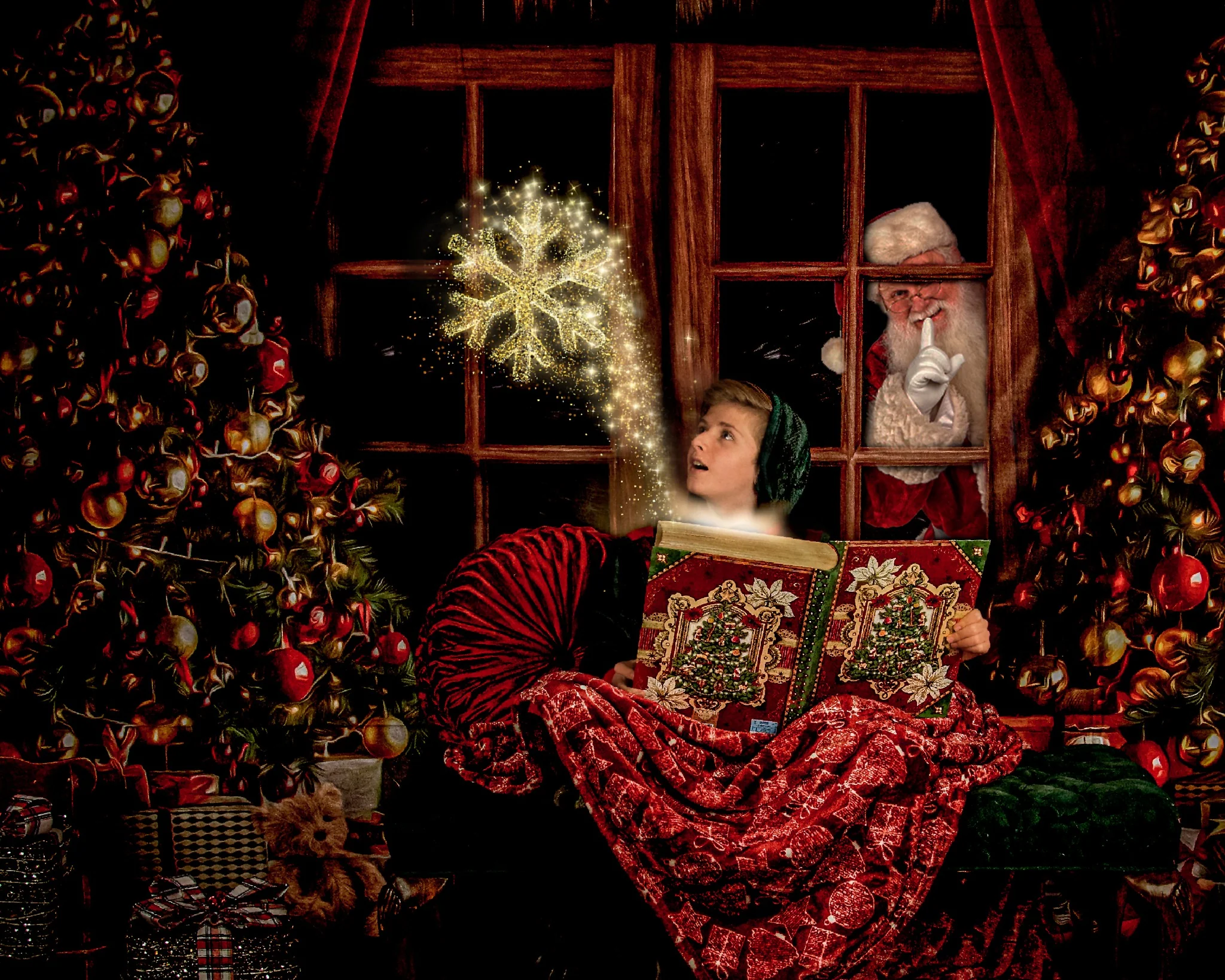 Kate Christmas Window Vintage Wood Tree Backdrop for Photography - Image 7