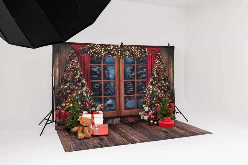 Kate Christmas Window Vintage Wood Tree Backdrop for Photography - Image 9