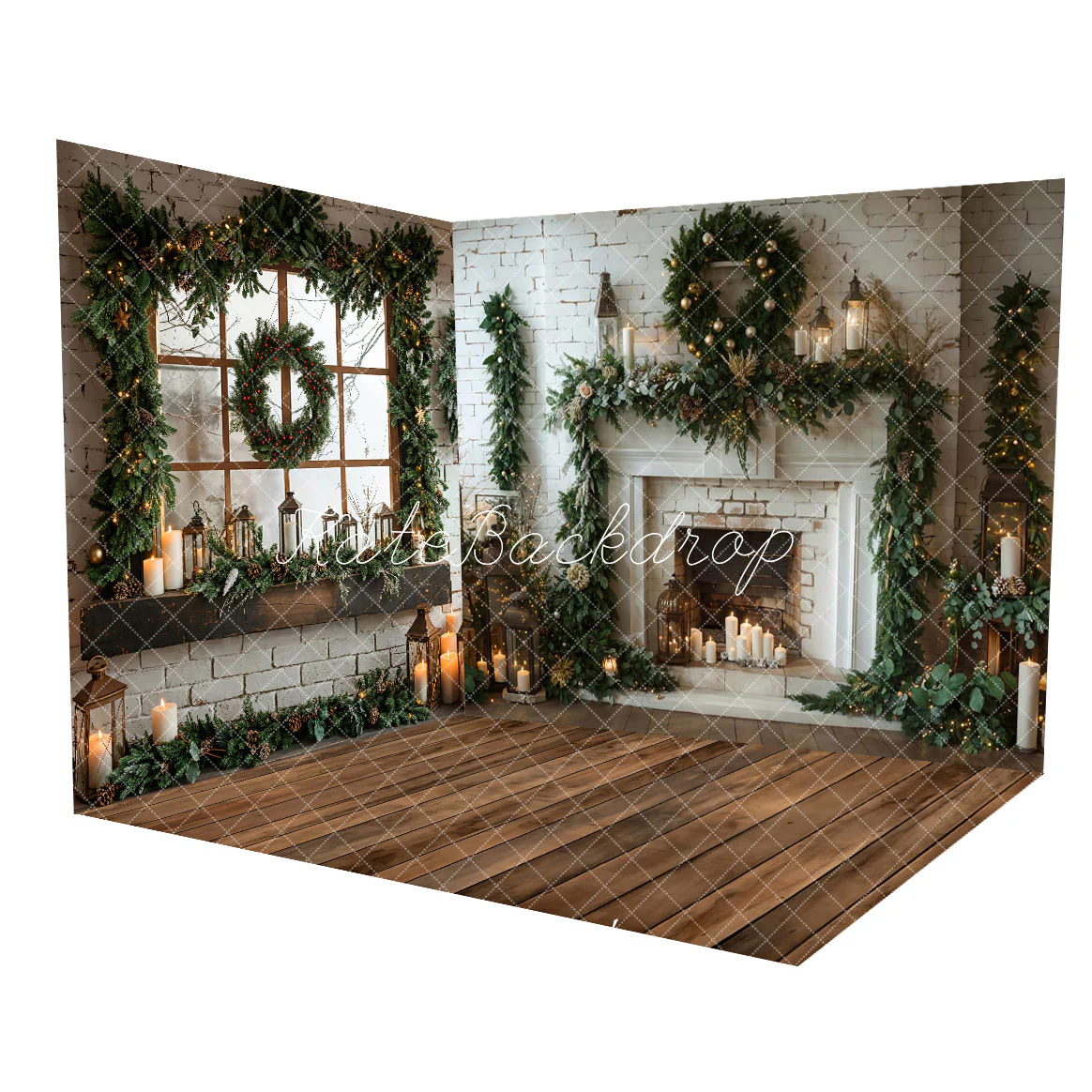 Kate Christmas Window White Brick Wall Room Set - Image 2