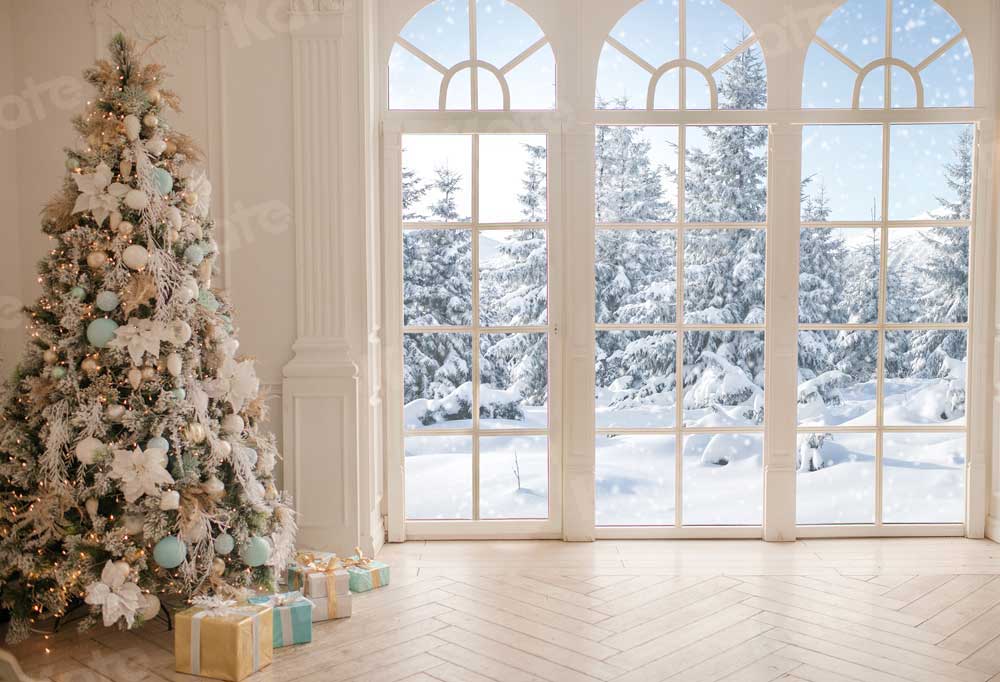 Kate Christmas Window White Winter Backdrop for Photography - Image 2