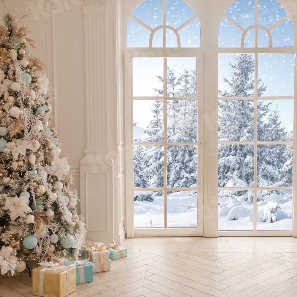 Kate Christmas Window White Winter Backdrop for Photography - Image 4