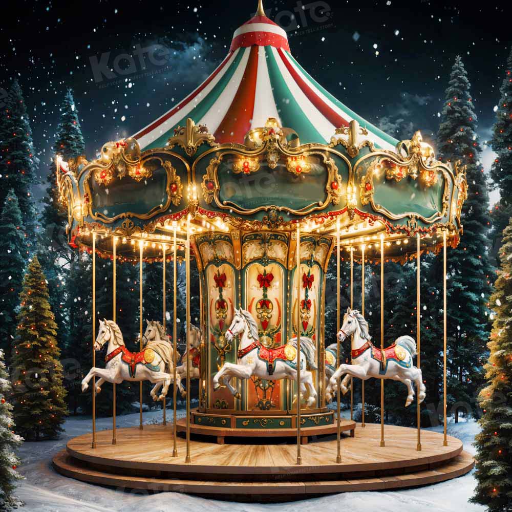 Kate Christmas Winter Carousel Backdrop Designed by Chain Photography - Image 2