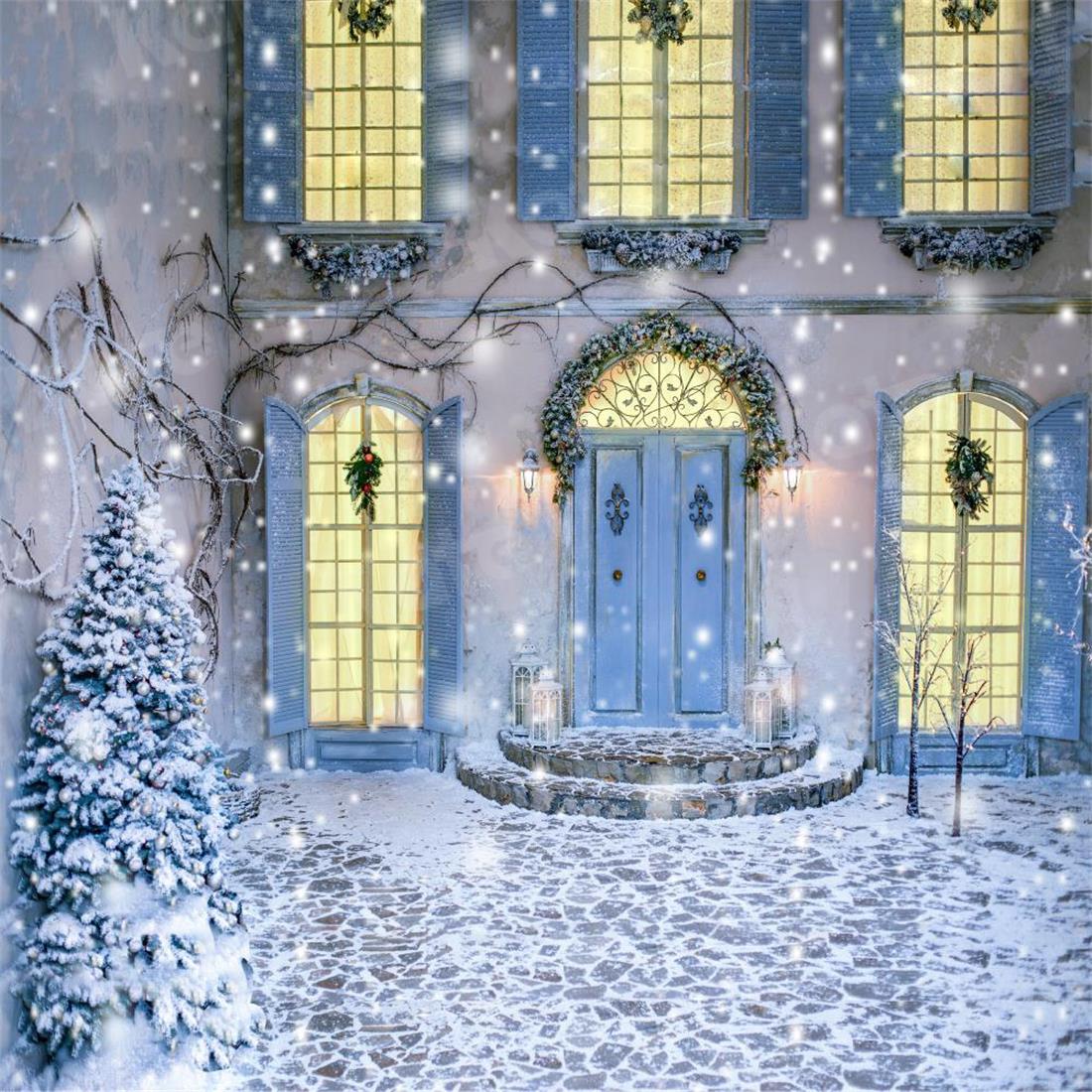 Kate Christmas Winter Courtyard Backdrop Designed By Jerry_Sina - Image 2