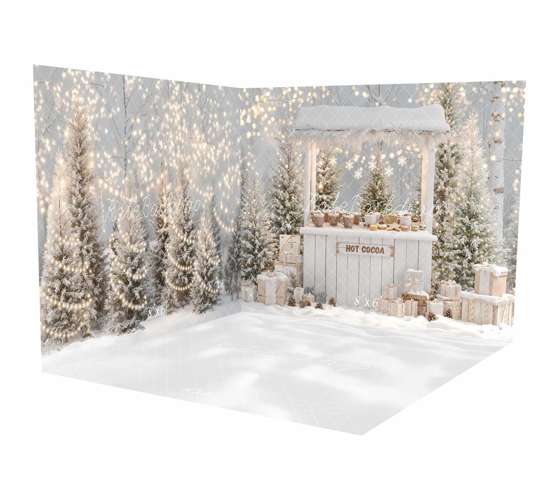 Kate Christmas Winter Hot Cocoa Stand Snowy Trees Gifts Room Set - Image 2