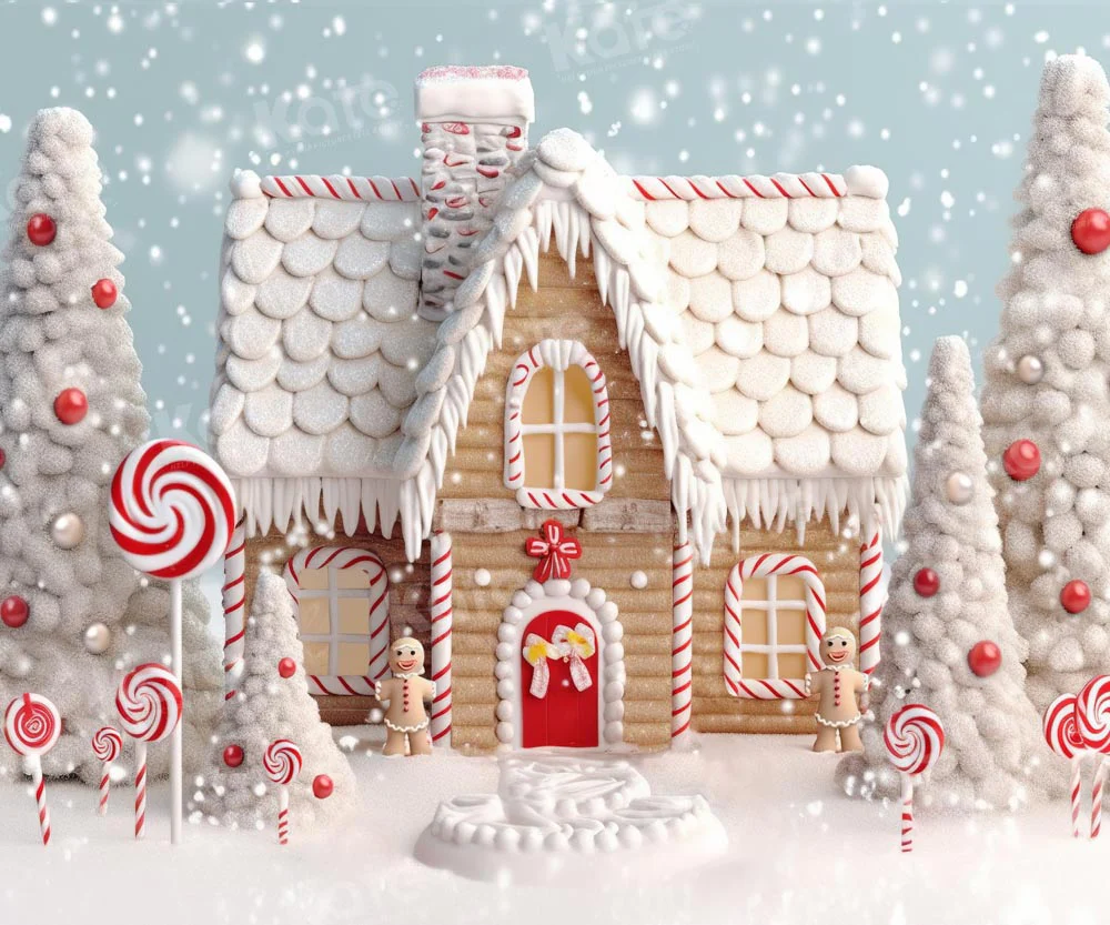 Kate Christmas Winter Snow Candy House Backdrop Designed by Chain Photography - Image 10