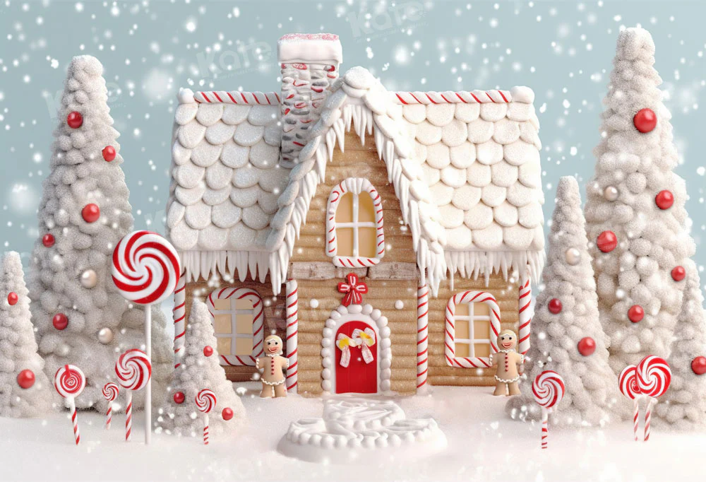 Kate Christmas Winter Snow Candy House Backdrop Designed by Chain Photography - Image 2