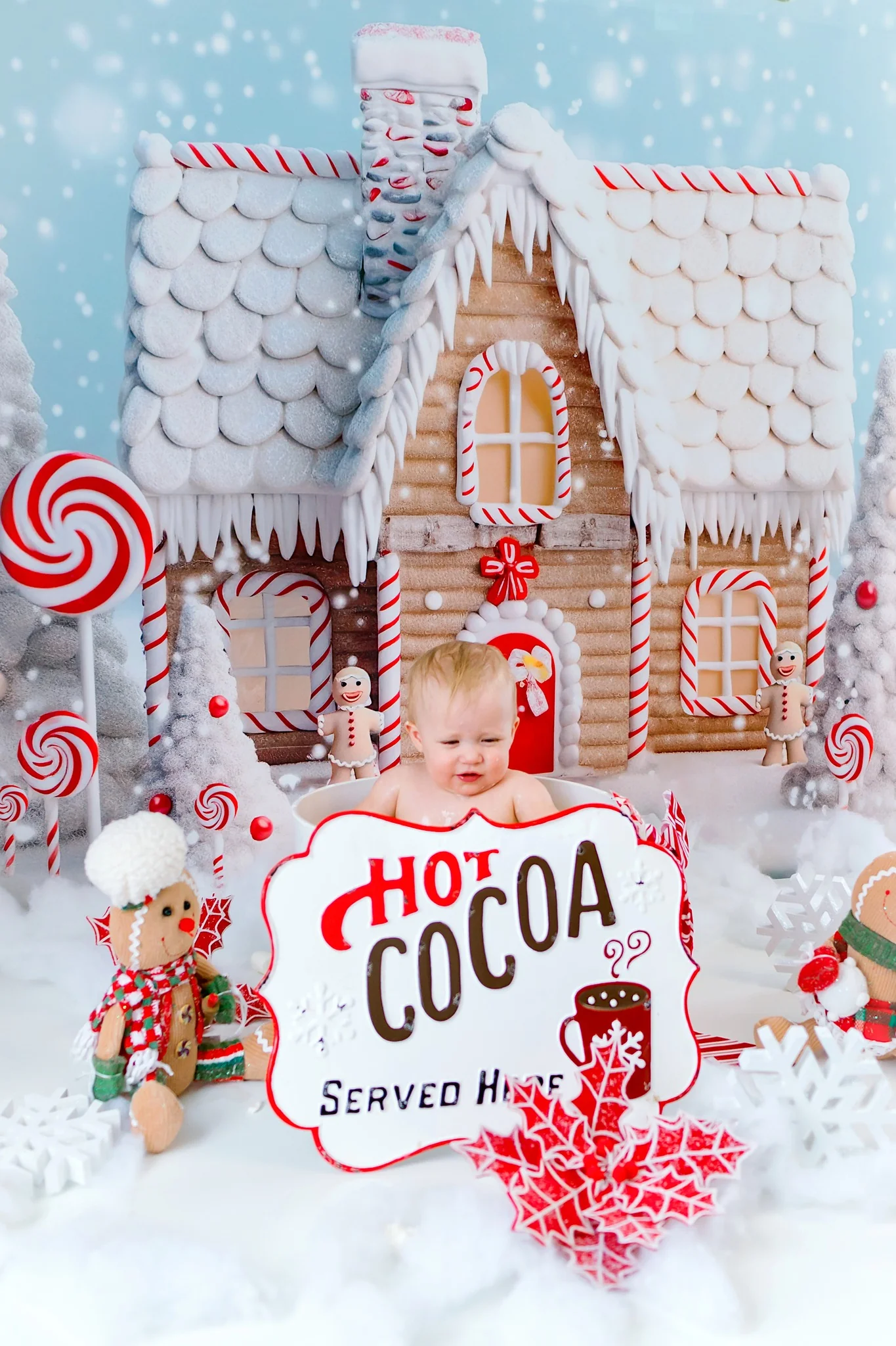 Kate Christmas Winter Snow Candy House Backdrop Designed by Chain Photography - Image 6