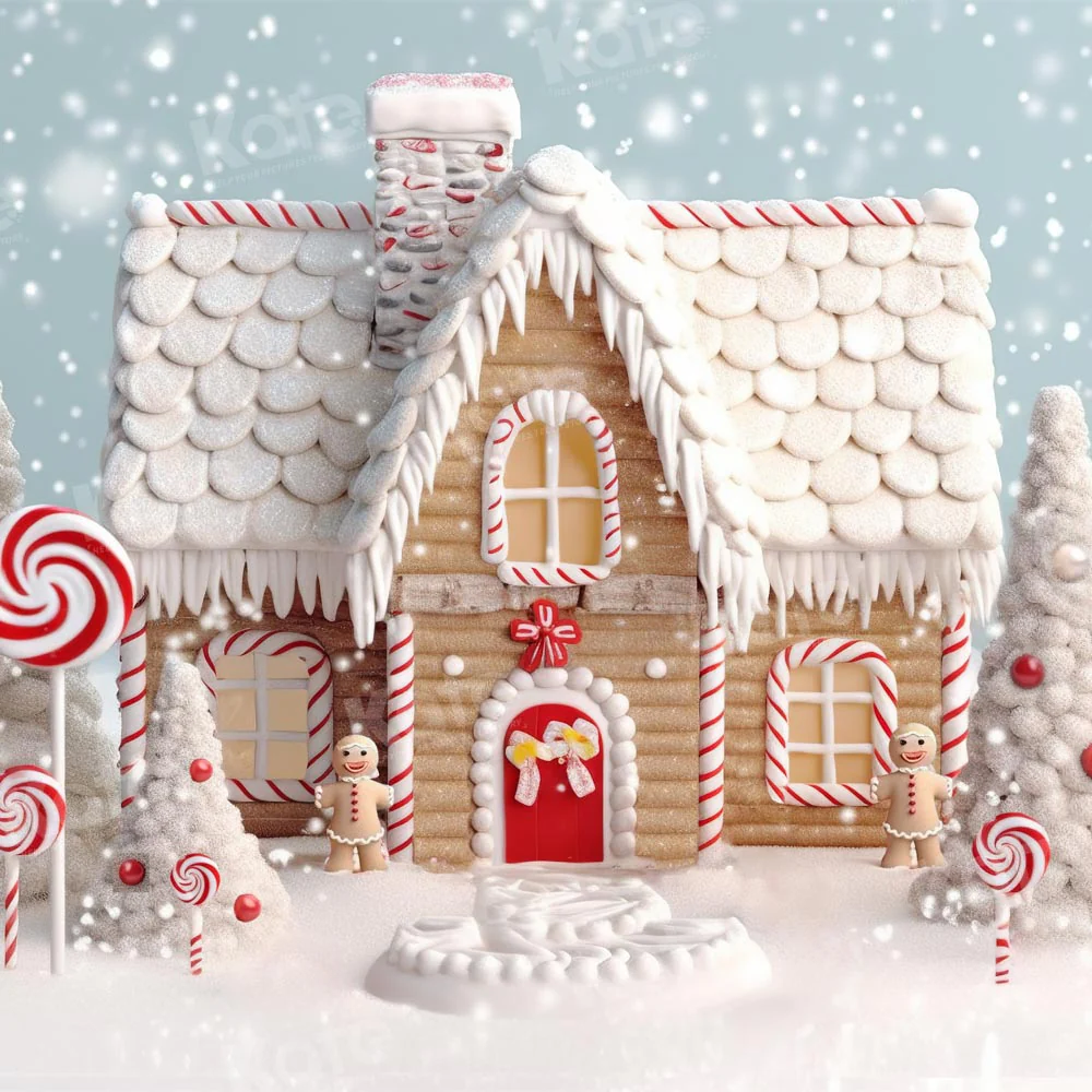 Kate Christmas Winter Snow Candy House Backdrop Designed by Chain Photography - Image 8