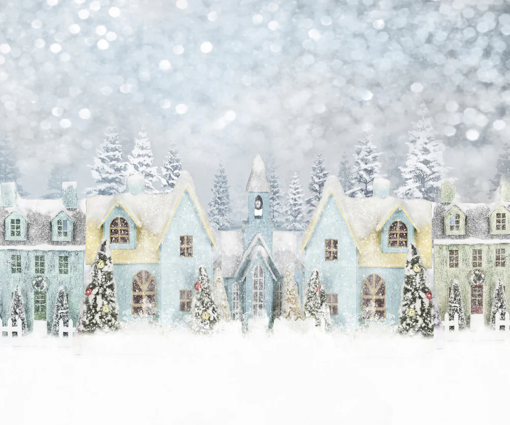 Kate Christmas Winter Snowy House Backdrop for Photography - Image 3