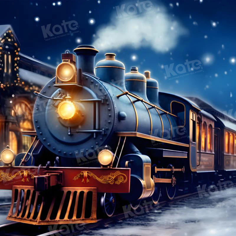 Kate Christmas Winter Train Backdrop for Photography - Image 3