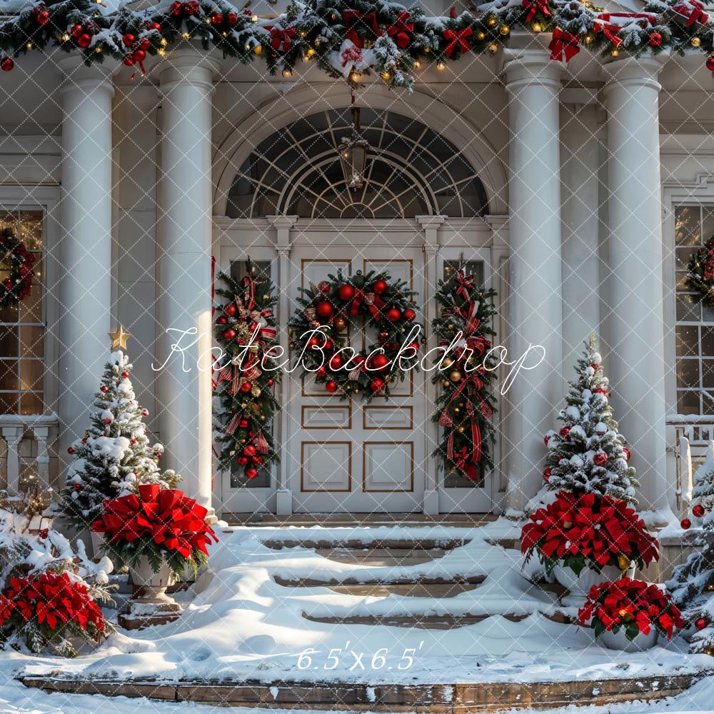 Kate Christmas Winter White Vintage House Backdrop Designed by Emetselch - Image 2