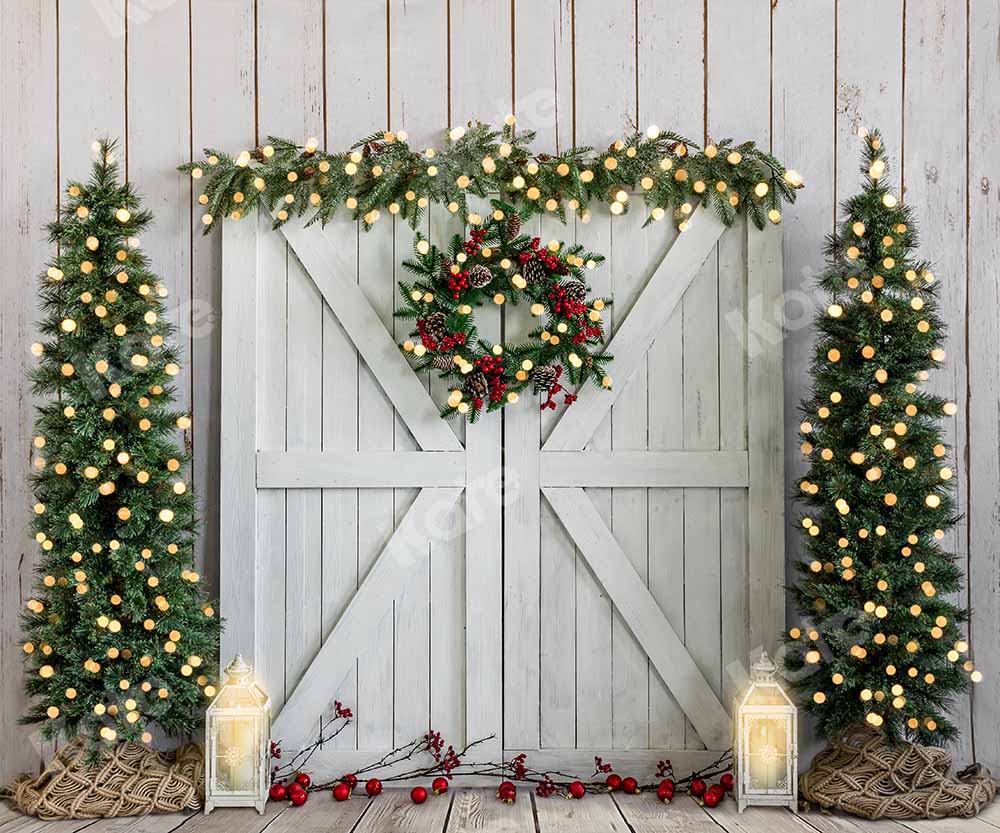 Kate Christmas Wood Grain Tree Wreath Backdrop Designed by Emetselch - Image 6