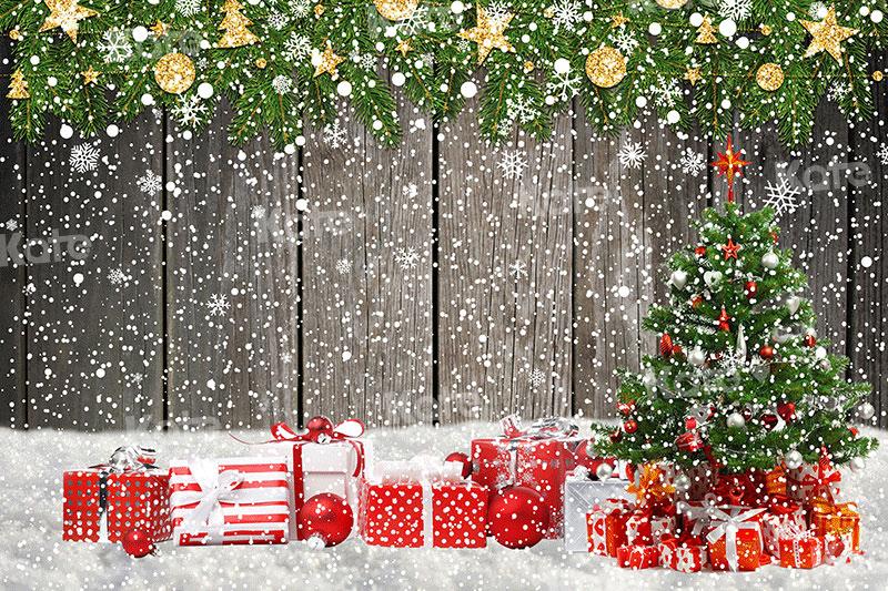Kate Christmas Wood Snow Backdrop for Photography