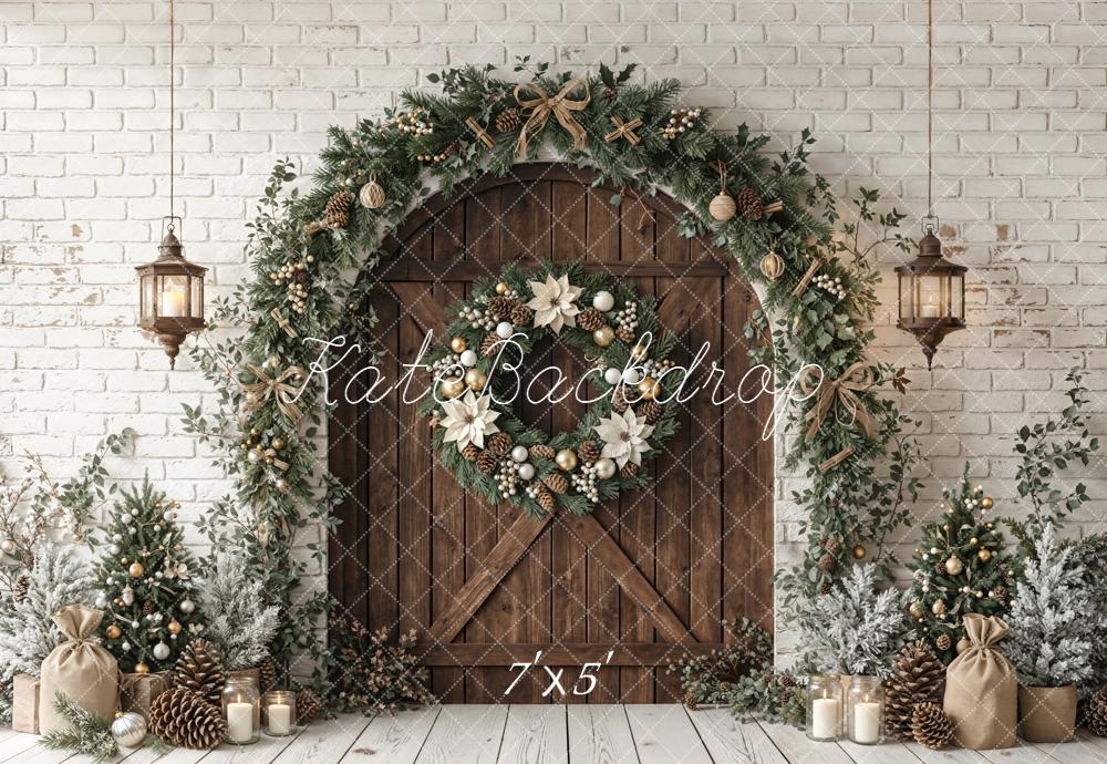 Kate Christmas Wooden Arch Garland Rustic Backdrop Designed by Emetselch - Image 2