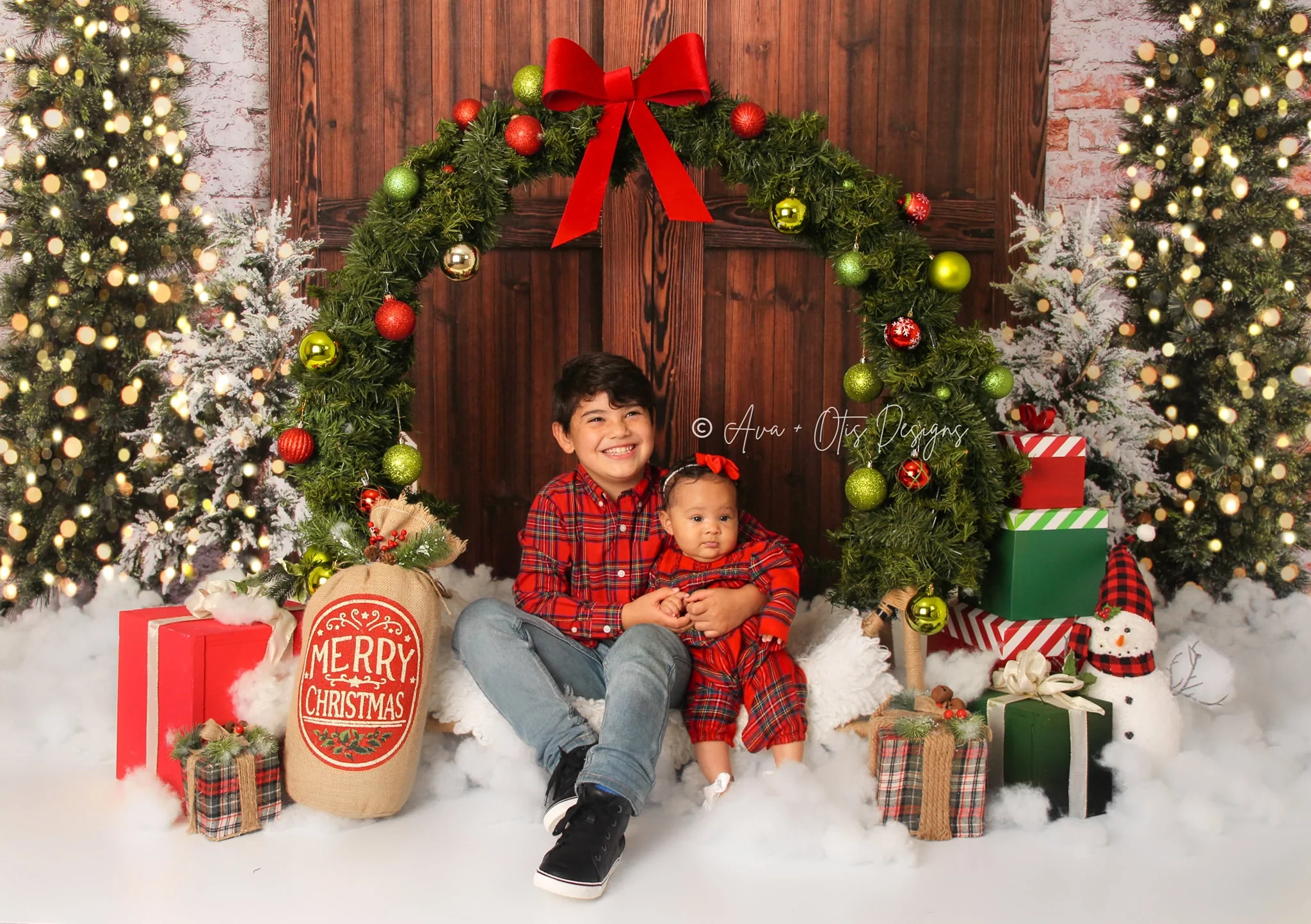 Kate Christmas Wooden Barn Door Backdrop Designed by Emetselch - Image 4