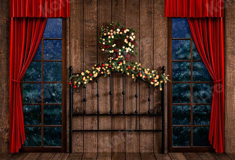 Kate Christmas Wooden Board Winter Wreath Backdrop Designed by Emetselch - Image 2