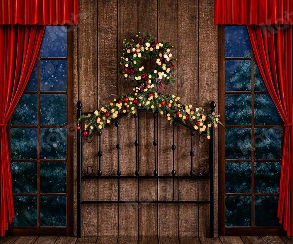 Kate Christmas Wooden Board Winter Wreath Backdrop Designed by Emetselch - Image 4