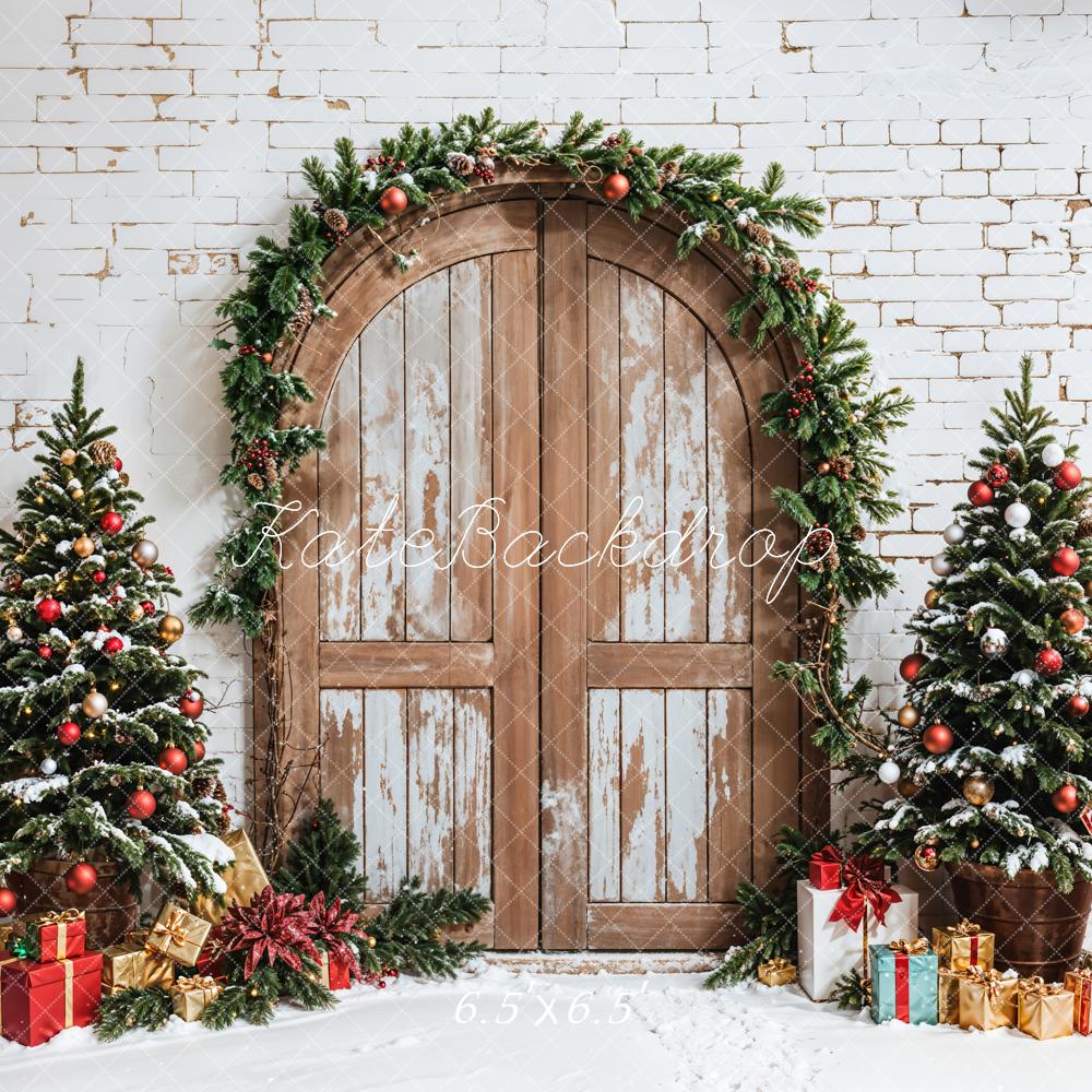 Kate Christmas Wooden Door Tree Garland Backdrop Designed by Emetselch - Image 2