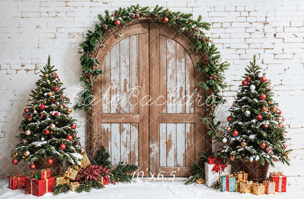 Kate Christmas Wooden Door Tree Garland Backdrop Designed by Emetselch - Image 4