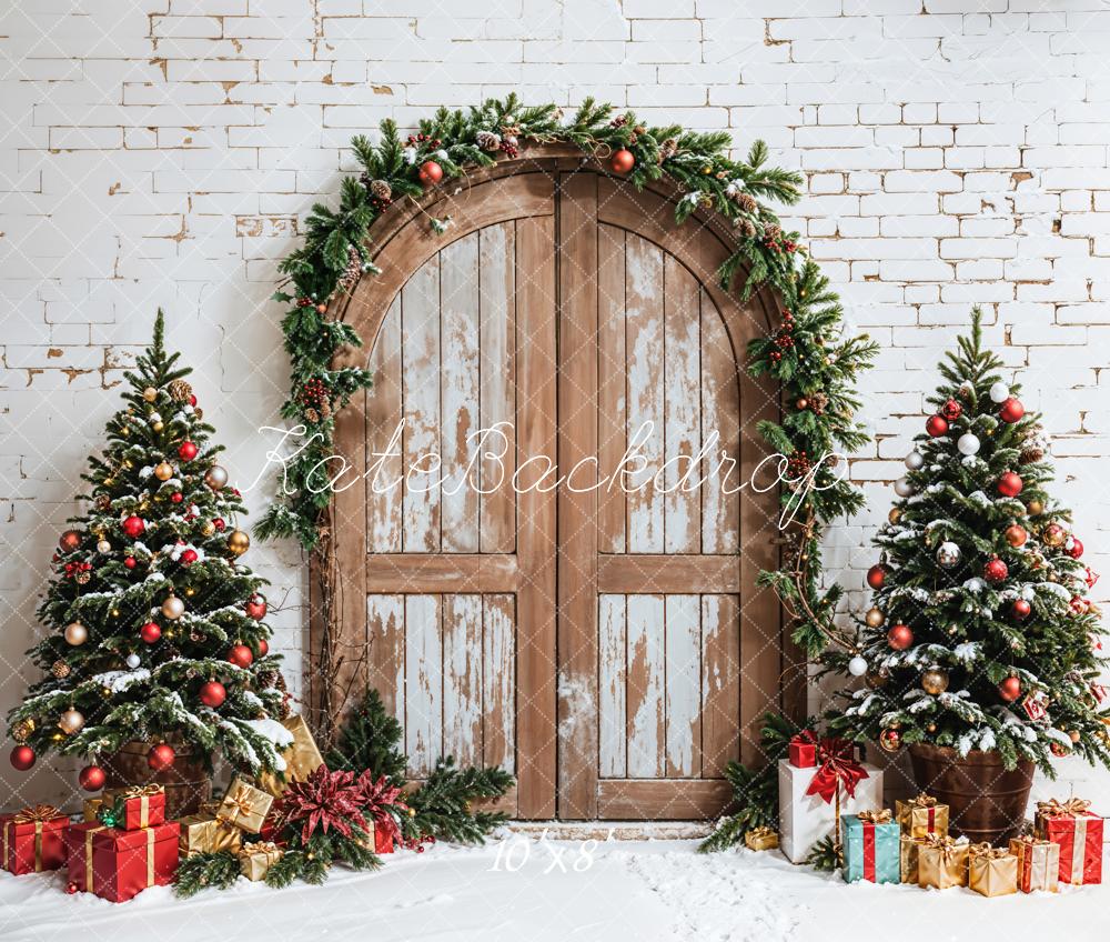 Kate Christmas Wooden Door Tree Garland Backdrop Designed by Emetselch - Image 6