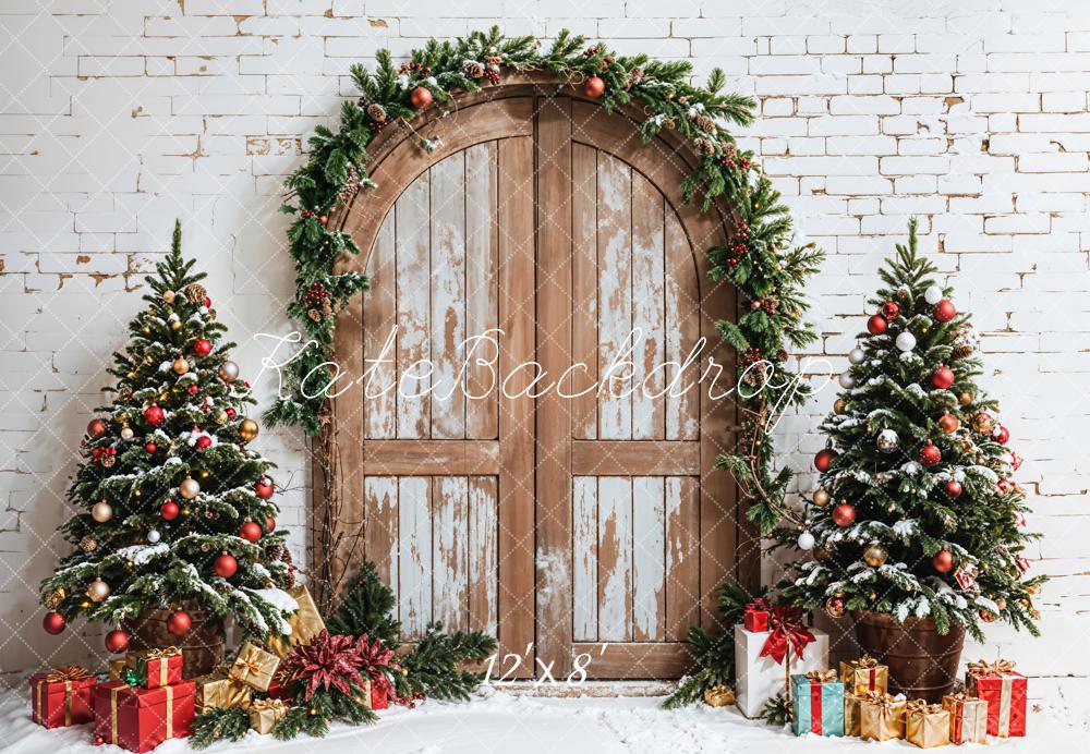 Kate Christmas Wooden Door Tree Garland Backdrop Designed by Emetselch - Image 7