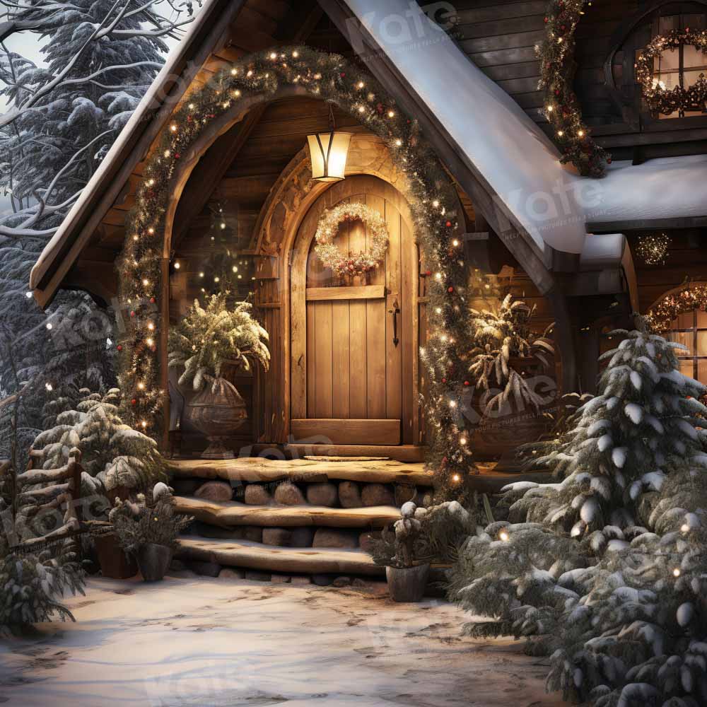 Kate Christmas Wooden House Backdrop Designed by Chain Photography - Image 10