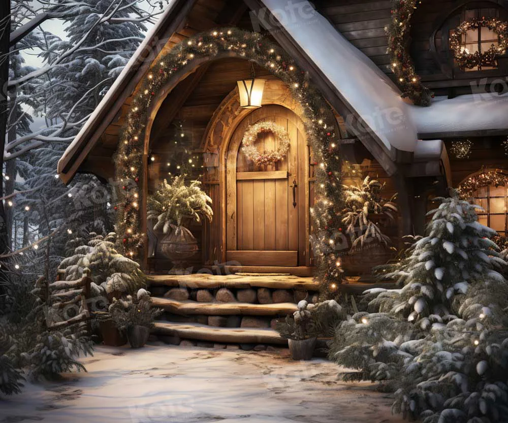 Kate Christmas Wooden House Backdrop Designed by Chain Photography - Image 11